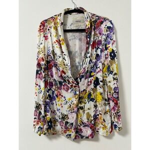 ottod'ame Anthropologie Floral Print Blazer Jacket Women Button Front Size 6